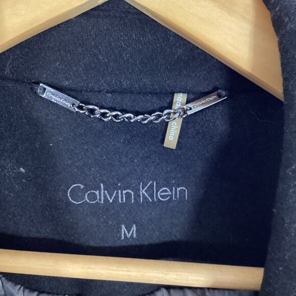 Calvin Klein Mens Jacket Coat Wool Blend Black Medium Minimalist Classic Fall - Picture 2 of 12